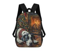 sinyumoney 3D Printed Children's Backpack Great Dane in Holiday Art Christmas Dog by Fireplace Painting Travel Lightweight School Bag Fashion School Backpack for Kids School Students 17inch