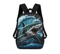 sinyumoney 3D Printed Children's Backpack Great White Shark Poster Travel Lightweight School Bag Fashion School Backpack for Kids School Students 17inch