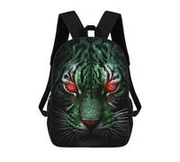 sinyumoney 3D Printed Children's Backpack Green Black Tiger Animal School Backpack High Capacity Travel Book Bags for Boys Elementary And Middle School Students 17inch