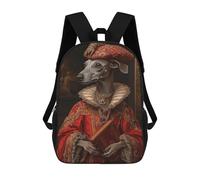 sinyumoney 3D Printed Children's Backpack Greyhound Noble Scholar Renaissance Dog Portrait School Backpack High Capacity Travel Book Bags for Boys Elementary And Middle School Students 17inch