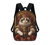 sinyumoney 3D Printed Children's Backpack Grumpy Cat King School Backpack High Capacity Travel Book Bags for Boys Elementary And Middle School Students 17inch
