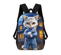 sinyumoney 3D Printed Children's Backpack Halloween Cat Travel Lightweight School Bag Fashion School Backpack for Kids School Students 17inch