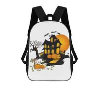 sinyumoney 3D Printed Children's Backpack Halloween Ghost House School Backpack High Capacity Travel Book Bags for Boys Elementary And Middle School Students 17inch