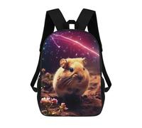 sinyumoney 3D Printed Children's Backpack Hamster in A Starry Night Travel Lightweight School Bag Fashion School Backpack for Kids School Students 17inch