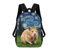sinyumoney 3D Printed Children's Backpack Hamster in Starry Night Style Travel Lightweight School Bag Fashion School Backpack for Kids School Students 17inch