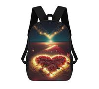 sinyumoney 3D Printed Children's Backpack Heart of Roses School Backpack High Capacity Travel Book Bags for Boys Elementary And Middle School Students 17inch