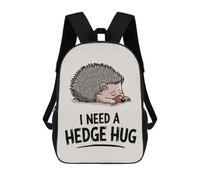 sinyumoney 3D Printed Children's Backpack Hedgehog Needs A Hug School Backpack High Capacity Travel Book Bags for Boys Elementary And Middle School Students 17inch