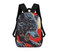 sinyumoney 3D Printed Children's Backpack Horror Wolf Vintage Travel Lightweight School Bag Fashion School Backpack for Kids School Students 17inch