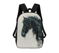 sinyumoney 3D Printed Children's Backpack Horse Painting Profile Art School Backpack High Capacity Travel Book Bags for Boys Elementary And Middle School Students 17inch