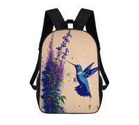 sinyumoney 3D Printed Children's Backpack Humming Bird Travel Lightweight School Bag Fashion School Backpack for Kids School Students 17inch