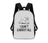 sinyumoney 3D Printed Children's Backpack I Dont Carrot All Bunny Travel Lightweight School Bag Fashion School Backpack for Kids School Students 17inch