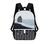 sinyumoney 3D Printed Children's Backpack Iceland Black Sand Beach Travel Lightweight School Bag Fashion School Backpack for Kids School Students 17inch