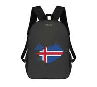 sinyumoney 3D Printed Children's Backpack Iceland Flag Map School Backpack High Capacity Travel Book Bags for Boys Elementary And Middle School Students 17inch