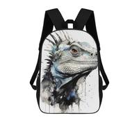 sinyumoney 3D Printed Children's Backpack Iguana Beauty Watercolor School Backpack High Capacity Travel Book Bags for Boys Elementary And Middle School Students 17inch