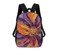 sinyumoney 3D Printed Children's Backpack Impasto Flower Painting Purple, Orange, Yellow Travel Lightweight School Bag Fashion School Backpack for Kids School Students 17inch