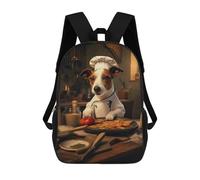 sinyumoney 3D Printed Children's Backpack Jack Russell Terrier Chef Travel Lightweight School Bag Fashion School Backpack for Kids School Students 17inch