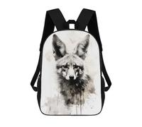 sinyumoney 3D Printed Children's Backpack Jackal Beauty Watercolor School Backpack High Capacity Travel Book Bags for Boys Elementary And Middle School Students 17inch