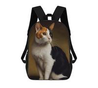 sinyumoney 3D Printed Children's Backpack Japanese Bobtail Oil Paint Travel Lightweight School Bag Fashion School Backpack for Kids School Students 17inch