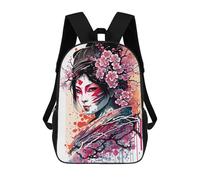 sinyumoney 3D Printed Children's Backpack Japanese Geisha Painting School Backpack High Capacity Travel Book Bags for Boys Elementary And Middle School Students 17inch