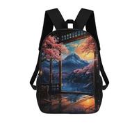sinyumoney 3D Printed Children's Backpack Japanese Sakura Sunset Art School Backpack High Capacity Travel Book Bags for Boys Elementary And Middle School Students 17inch