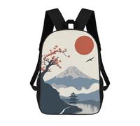 sinyumoney 3D Printed Children's Backpack Japanese Style Landscape School Backpack High Capacity Travel Book Bags for Boys Elementary And Middle School Students 17inch