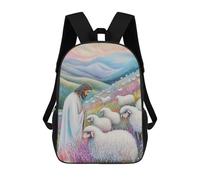sinyumoney 3D Printed Children's Backpack Jesus And Lambs School Backpack High Capacity Travel Book Bags for Boys Elementary And Middle School Students 17inch