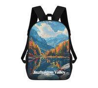 sinyumoney 3D Printed Children's Backpack Jiuzhaigou Valley National Park China School Backpack High Capacity Travel Book Bags for Boys Elementary And Middle School Students 17inch