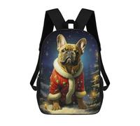 sinyumoney 3D Printed Children's Backpack Jolly Bulldog Xmas School Backpack High Capacity Travel Book Bags for Boys Elementary And Middle School Students 17inch