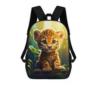 sinyumoney 3D Printed Children's Backpack Jungle Leopard Cub -2 Travel Lightweight School Bag Fashion School Backpack for Kids School Students 17inch