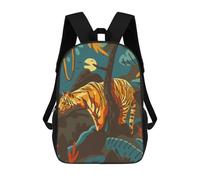 sinyumoney 3D Printed Children's Backpack Jungle Tiger Moonlit Night Travel Lightweight School Bag Fashion School Backpack for Kids School Students 17inch