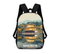 sinyumoney 3D Printed Children's Backpack Kinkaku-ji Golden Pavilion School Backpack High Capacity Travel Book Bags for Boys Elementary And Middle School Students 17inch