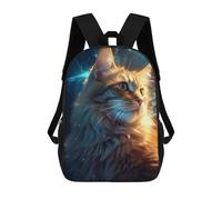 sinyumoney 3D Printed Children's Backpack Kitty Cat in Space Galaxy School Backpack High Capacity Travel Book Bags for Boys Elementary And Middle School Students 17inch