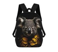 sinyumoney 3D Printed Children's Backpack Koala Gold Dark Travel Lightweight School Bag Fashion School Backpack for Kids School Students 17inch