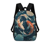 sinyumoney 3D Printed Children's Backpack Koi Fish Dance School Backpack High Capacity Travel Book Bags for Boys Elementary And Middle School Students 17inch