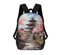 sinyumoney 3D Printed Children's Backpack Kyoto Serenity Travel Lightweight School Bag Fashion School Backpack for Kids School Students 17inch