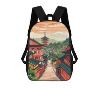 sinyumoney 3D Printed Children's Backpack Kyoto Travel Poster School Backpack High Capacity Travel Book Bags for Boys Elementary And Middle School Students 17inch