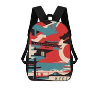 sinyumoney 3D Printed Children's Backpack Kyoto Travel School Backpack High Capacity Travel Book Bags for Boys Elementary And Middle School Students 17inch