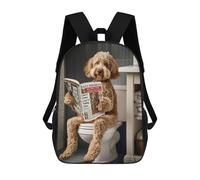 sinyumoney 3D Printed Children's Backpack Labradoodle on The Toilet Travel Lightweight School Bag Fashion School Backpack for Kids School Students 17inch