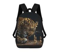 sinyumoney 3D Printed Children's Backpack Leopard Chess Travel Lightweight School Bag Fashion School Backpack for Kids School Students 17inch