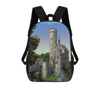 sinyumoney 3D Printed Children's Backpack Lichtenstein Castle German School Backpack High Capacity Travel Book Bags for Boys Elementary And Middle School Students 17inch