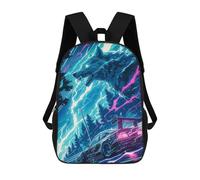 sinyumoney 3D Printed Children's Backpack Lightning Super Car Wolf Travel Lightweight School Bag Fashion School Backpack for Kids School Students 17inch