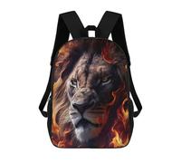 sinyumoney 3D Printed Children's Backpack Lion Face Animal Fire School Backpack High Capacity Travel Book Bags for Boys Elementary And Middle School Students 17inch