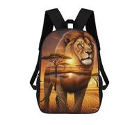 sinyumoney 3D Printed Children's Backpack Lion Savannah Landscape School Backpack High Capacity Travel Book Bags for Boys Elementary And Middle School Students 17inch