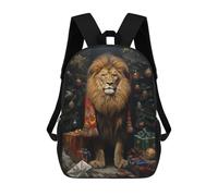 sinyumoney 3D Printed Children's Backpack Lion Xmas Sweet School Backpack High Capacity Travel Book Bags for Boys Elementary And Middle School Students 17inch
