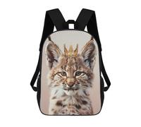 sinyumoney 3D Printed Children's Backpack Little Lynx King School Backpack High Capacity Travel Book Bags for Boys Elementary And Middle School Students 17inch