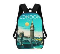sinyumoney 3D Printed Children's Backpack London Big Ben Travel School Backpack High Capacity Travel Book Bags for Boys Elementary And Middle School Students 17inch