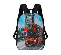 sinyumoney 3D Printed Children's Backpack London Bus School Backpack High Capacity Travel Book Bags for Boys Elementary And Middle School Students 17inch
