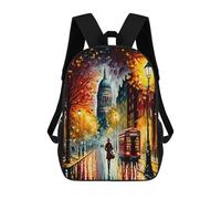 sinyumoney 3D Printed Children's Backpack London in Color School Backpack High Capacity Travel Book Bags for Boys Elementary And Middle School Students 17inch