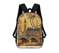 sinyumoney 3D Printed Children's Backpack London Skyline Travel Klimt School Backpack High Capacity Travel Book Bags for Boys Elementary And Middle School Students 17inch