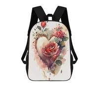 sinyumoney 3D Printed Children's Backpack Love in Bloom Heart-Shaped Roses Travel Lightweight School Bag Fashion School Backpack for Kids School Students 17inch